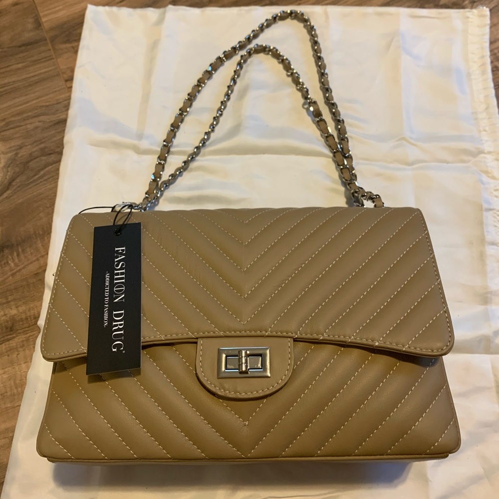 Fashion Drug Dark Beige Jumbo Flap Bag